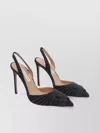 Aquazzura Embellished Glitter Patch Leather Pointed Stiletto In Black