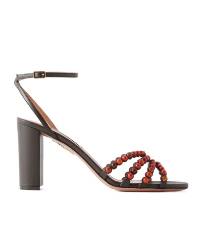 Aquazzura Embellished Leather Sandals In Black