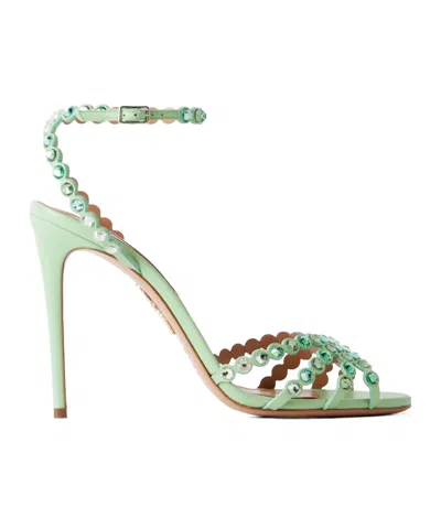 Aquazzura Embellished Leather Sandals In Green