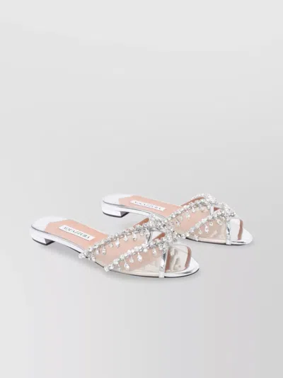 Aquazzura Embellished Mesh Sandals Crystals