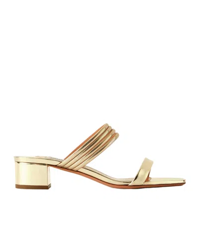 Aquazzura Embellished Metallic Leather Mule In Nude