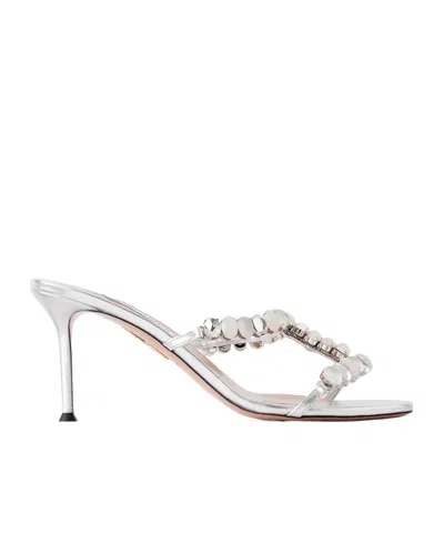 Aquazzura Embellished Mules In White