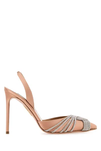 Aquazzura Embellished Satin Gatsby Sling 105 Pumps In Non Definito