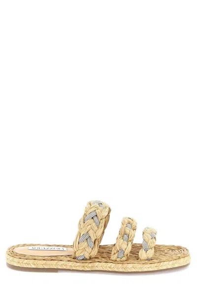 AQUAZZURA EMBELLISHED SLIP-ON SANDALS