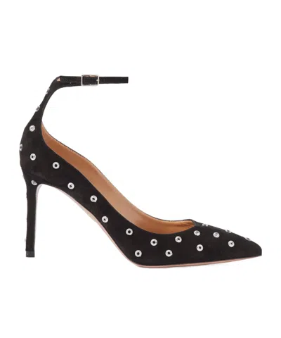 Aquazzura Embellished Suede Pumps In Black