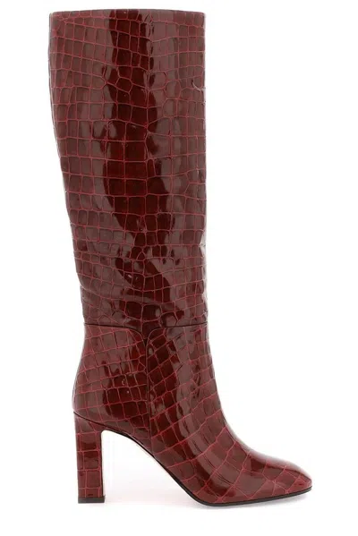 Aquazzura Embossed Heeled Boots In Red