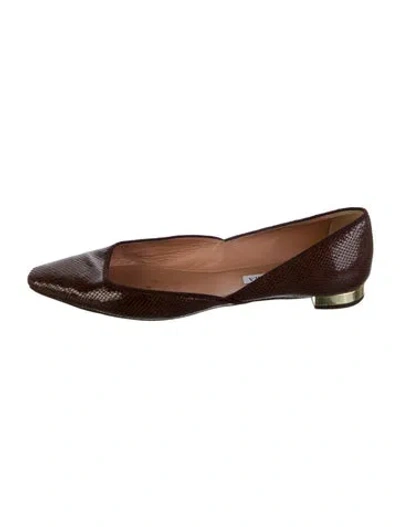 Pre-owned Aquazzura Embossed Leather Ballet Flats In Brown