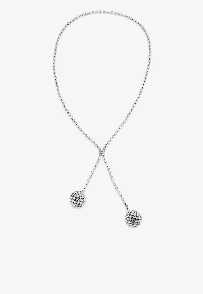 Aquazzura Women's Bubbles Silvertone & Glass Crystal Y Necklace