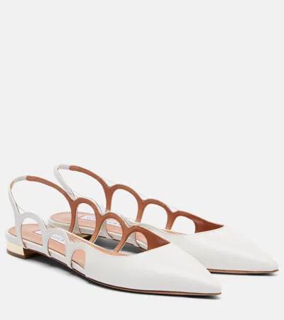 Aquazzura Endless Love Cutout Leather Flats In White