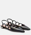 Aquazzura Endless Love Leather Slingback Flats In Black