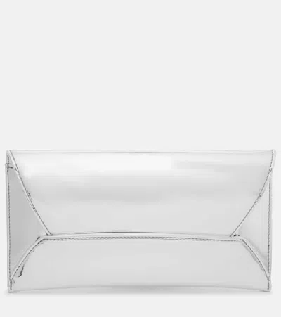 Aquazzura Envelope Mirrored Leather Clutch In Silver