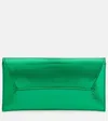 Aquazzura Envelope Small Metallic Leather Clutch In Green