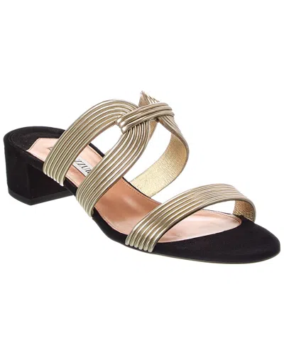 Aquazzura Escenia 35 Leather & Suede Sandal In Gold