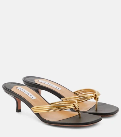 Aquazzura Essential 50 Thong Sandals In Metallic