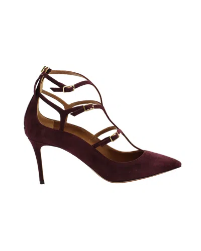 Aquazzura Eternity Strappy Pumps In Maroon Suede In Red