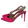 Shop Aquazzura Exquisite 85 Crystal And Pearl-embellished Slingback Pumps In Pink Satin