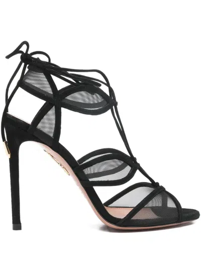 Aquazzura Fatal Lace-up Heeled Sandals In Black