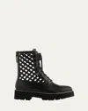 Aquazzura Fearless Perforated Leather Combat Boots In Black