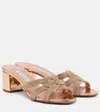 Aquazzura Felix 50 Crystal-embellished Mirrored-leather Mules In Gold