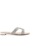 Aquazzura Women's Gatsby Flat Sandals In Silver