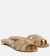 Aquazzura Sundance Faux Leather Slides In Gold