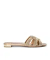 Aquazzura Sundance Faux Leather Slides In Nude