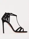 Aquazzura Forever More 105 Suede Sandal Black Color In Schwarz