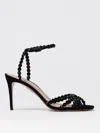Aquazzura Tequila 85 Embellished Suede Sandals In Schwarz