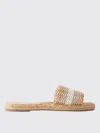 Aquazzura Playa Striped Woven Metallic Raffia Sandals In Neutral