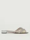 Aquazzura Temptation Crystal-embellished Mesh-trimmed Metallic Leather Slides