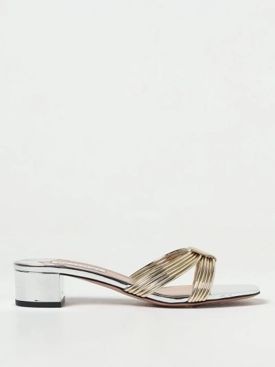 Aquazzura Flat Sandals  Woman Colour Silver