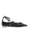 Aquazzura Gabi Lace-up Glossed-leather Point-toe Flats