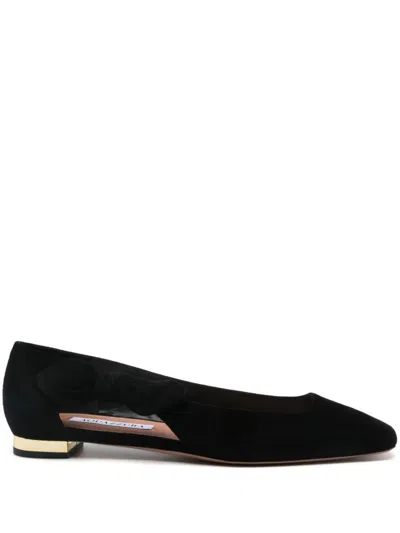 Aquazzura Very Bow Tie Ballet Flats In Black