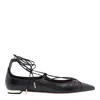 Aquazzura Cut-out Leather Ballerina Shoes With Gold Detail In Black