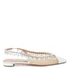 Aquazzura Temptation Crystal Mesh Slingback Flats In Silver