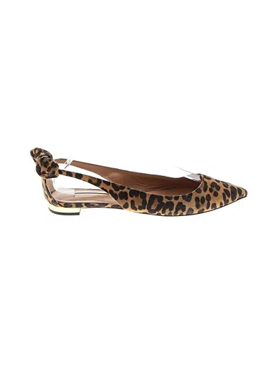 Pre-owned Aquazzura Flats In Brown