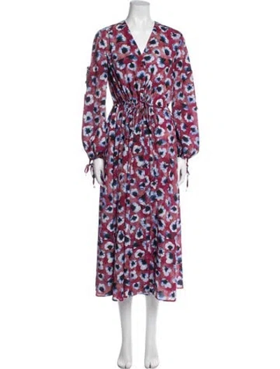 Pre-owned Aquazzura Floral Print Long Dress In Blue