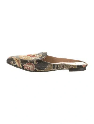 Pre-owned Aquazzura Floral Print Mules In Black