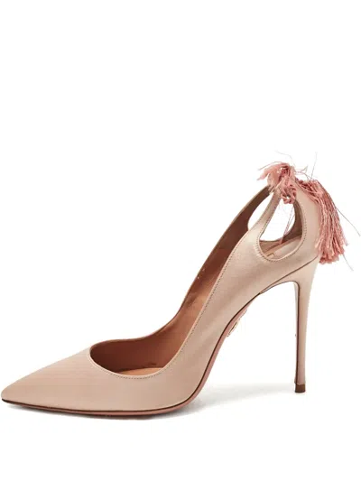 Pre-owned Aquazzura Forever Marilyn Cut-out Tassel Pumps In Pink