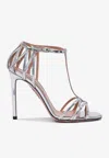 Aquazzura 105mm Forever More Synthetic Sandals In Silver