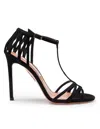 Aquazzura Forever More 105 Suede Sandal Black Color In Black