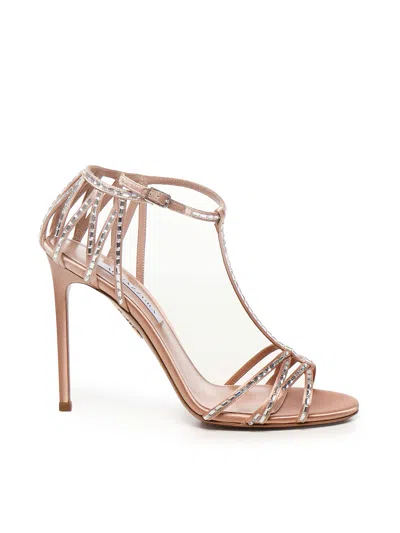Aquazzura Forever More Crystal Satin Sandals