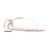 Aquazzura Frida Leather T-bar Flat Sandals In Silver