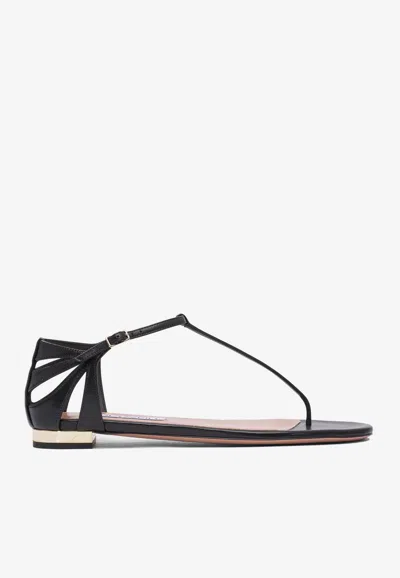 Aquazzura Frida Leather Thong Sandals In Black