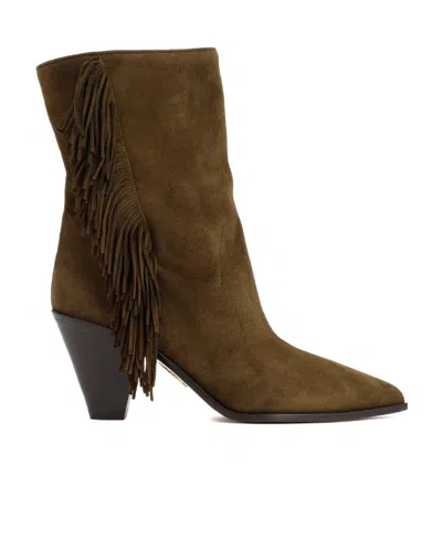 AQUAZZURA AQUAZZURA MARFA FRINGED POINTED-TOE BOOTS