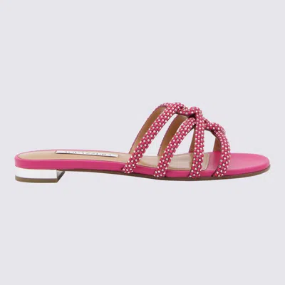Aquazzura Moondust Crystal-embellished Suede Sandals In Pink