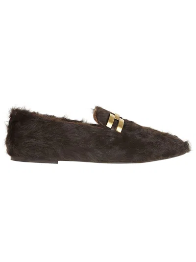 Aquazzura Brandi Moccasin Fur Loafers In Brown