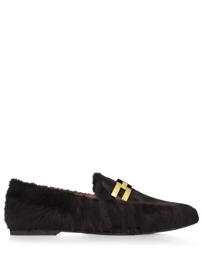 Aquazzura Furry Brandi Mocassin In Black