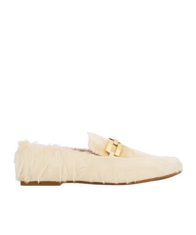 Aquazzura Furry Brandi Mocassins In Nude