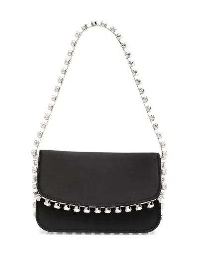 Aquazzura Pink Galactic Crystal Mini Bag In Black Palladium